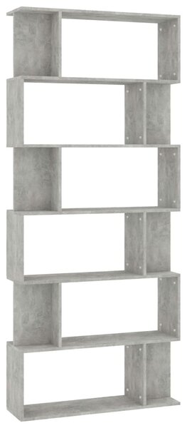 Betonszürke szerelt fa könyvszekrény/térelválasztó 80x24x192 cm