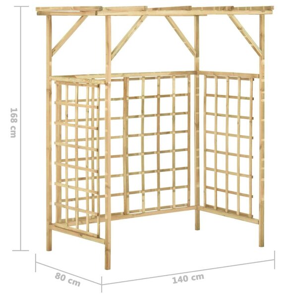 Impregnált fenyőfa kerti pergola 2 szemeteskukához