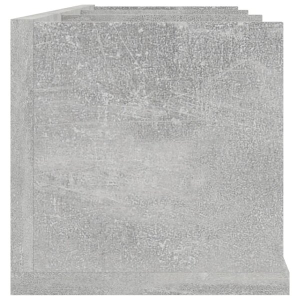 Betonszürke szerelt fa CD-tartó fali polc 75 x 18 x 18 cm