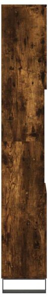 Füstös tölgyszínű szerelt fa fürdőszobaszekrény 30x30x190 cm