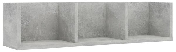Betonszürke szerelt fa CD-tartó fali polc 75 x 18 x 18 cm