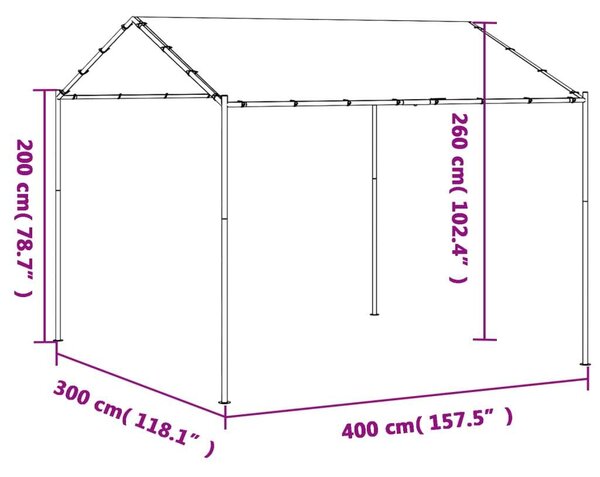 Kerti Baldachinos Pavilon - Acélvázas - 4x3m