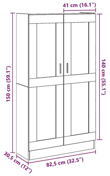 Antik fa színű szerelt fa magasszekrény 82,5 x 30,5 x 150 cm