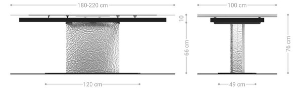DELIFE Étkezőasztal Edge 180-220x100 kerámia Laminam® Emperador Extra Lucidato sötétbarna Wave rozsdamentes acél kihúzható