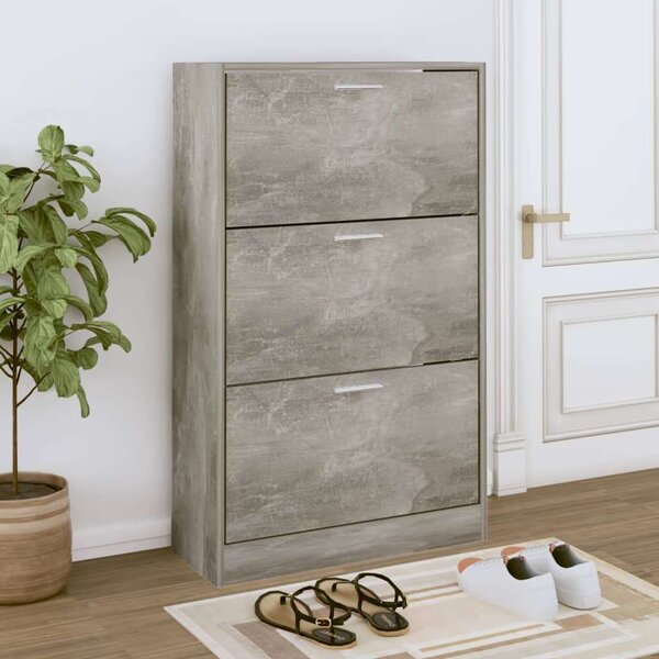 3 Fiókos Cipőszekrény - Betonszürke - 63x24x103 cm