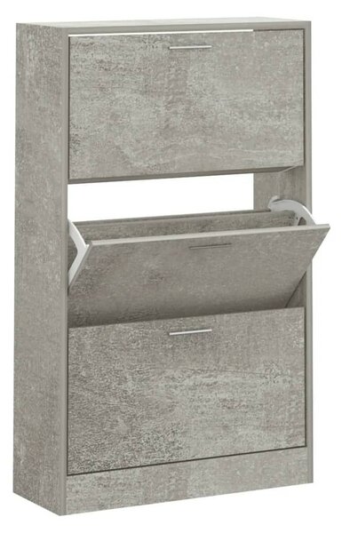 3 Fiókos Cipőszekrény - Betonszürke - 63x24x103 cm