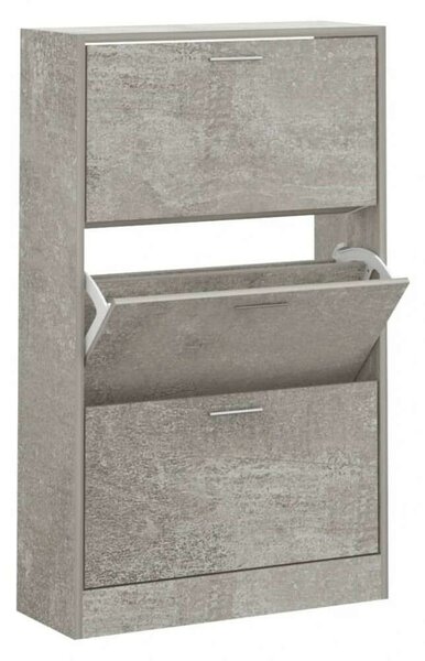 3 Fiókos Cipőszekrény - Betonszürke - 63x24x103 cm
