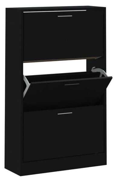 Vasagle - Cipőtartó Szekrény - Fekete - 3 Fiókos - 63x24x103cm