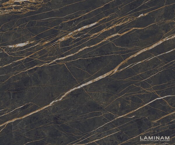 DELIFE Étkezőasztal Edge 200x100 cm kerámia Laminam®Noir Desir barna V középső láb fekete
