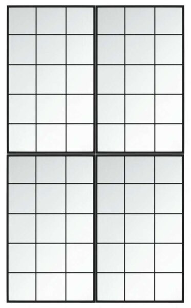 4 db Fekete Fém Fali Tükör - 100x60 cm