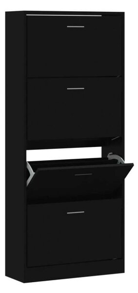 Homcom Fekete Cipősszekrény - 4 Fiók - 63x24x147 cm