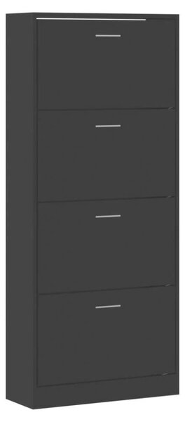 Homcom Fekete Cipősszekrény - 4 Fiók - 63x24x147 cm