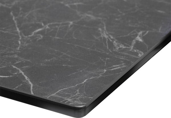 DELIFE Étkezőasztal Edge 180-220x90 cm kerámia Laminam® Nero Greco antracit kereszt láb téglalap fekete kihúzható