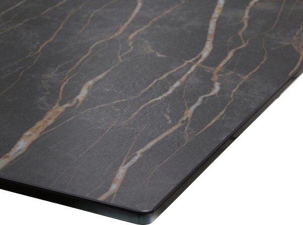 DELIFE Étkezőasztal Edge 200x100 cm kerámia Laminam®Noir Desir barna V középső láb fekete