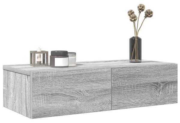 Falipolc fiókokkal szürke sonoma 60x26,5x15 cm műszaki fa