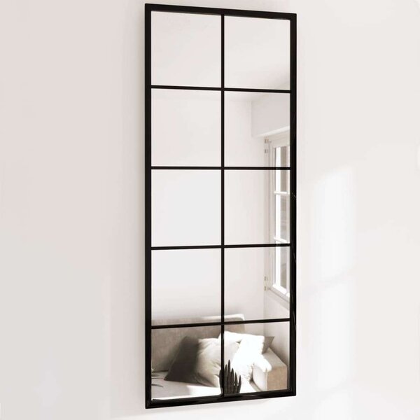 Fém Fali Tükör Szett - 2 db, Fekete, 100x40 cm