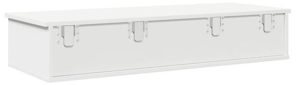 Fehér szerelt fa falipolc fiókokkal 100 x 36 x 19 cm