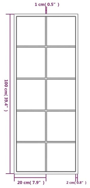 Fém Fali Tükör Szett - 2 db, Fekete, 100x40 cm