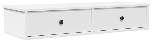 Fehér szerelt fa falipolc fiókokkal 100 x 36 x 19 cm