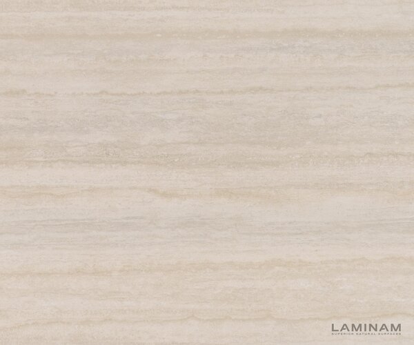 DELIFE Étkezőasztal Edge 200-300x100 cm kerámia Laminam® Travertino Bianco krémfehér W alakú láb titán színű effekt finish kihúzható