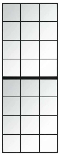 Modern Fém Fali Tükör Szett - 2 db - 80x60 cm - Fekete