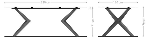 DELIFE Étkezőasztal Edge ovális 220x120 kerámia Minas melange fehér-bézs Zenthara szögletes fém fekete
