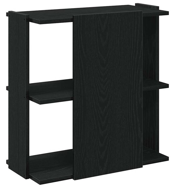 3 szintes fekete szerelt fa könyvespolc 60x30x60 cm