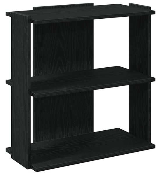 3 szintes fekete szerelt fa könyvespolc 60x30x60 cm