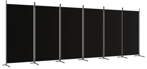 6 paneles fekete szövet térelválasztó 520x180 cm