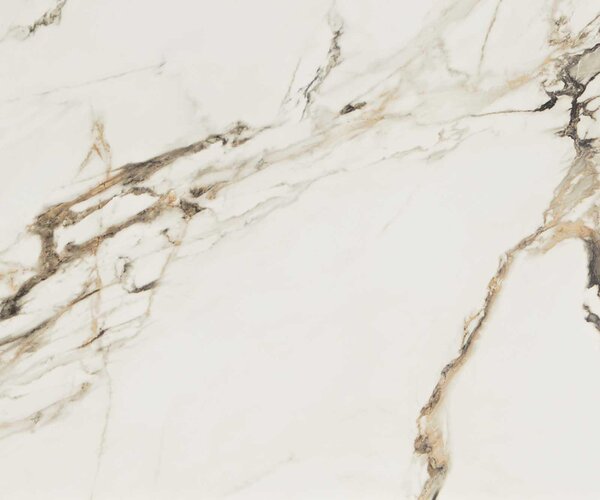 DELIFE Étkezőasztal Edge 300x100 kerámia Calacatta Luxe fehér arany szürke Spider laposacél rozsdamentes acél