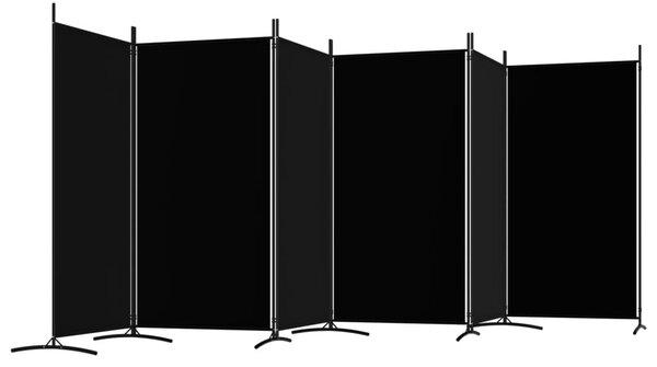 6 paneles fekete szövet térelválasztó 520x180 cm
