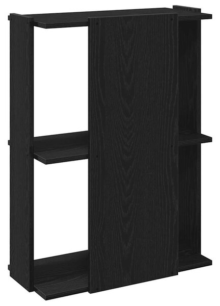 3 szintes fekete szerelt fa könyvespolc 60x30x80 cm