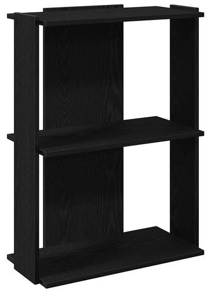 3 szintes fekete szerelt fa könyvespolc 60x30x80 cm