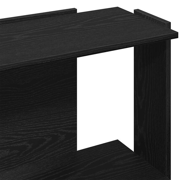 3 szintes fekete szerelt fa könyvespolc 60x30x80 cm