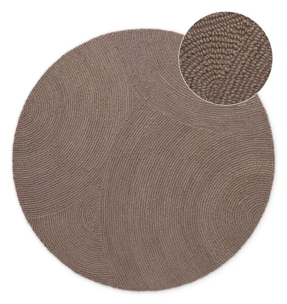 Szürkésbarna kézi szövésű gyapjú kerek szőnyeg ø 150 cm Eleni Taupe – Hanse Home