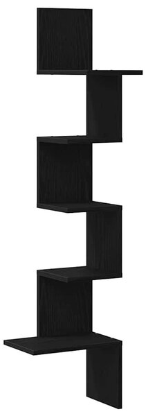 Fekete forgácslap fali sarokpolc 32x32x127,5 cm