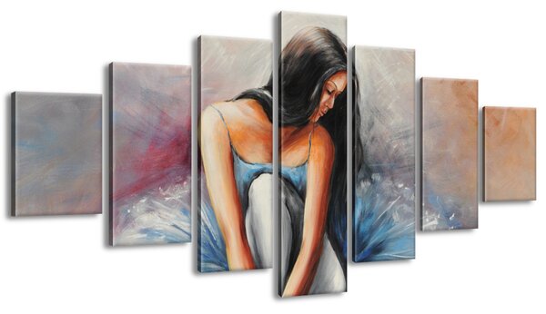 Gario Kézzel festett kép Sötét hajú balett-táncosno - 7 részes Méret: 210 x 100 cm