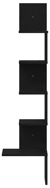 Fekete forgácslap fali sarokpolc 32x32x127,5 cm