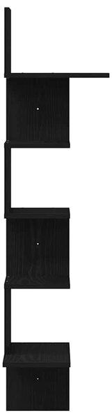 Fekete forgácslap fali sarokpolc 32x32x127,5 cm