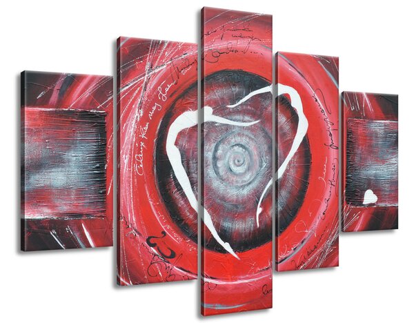 Gario Kézzel festett kép Testalkatok a piros körben - 5 részes Méret: 150 x 105 cm