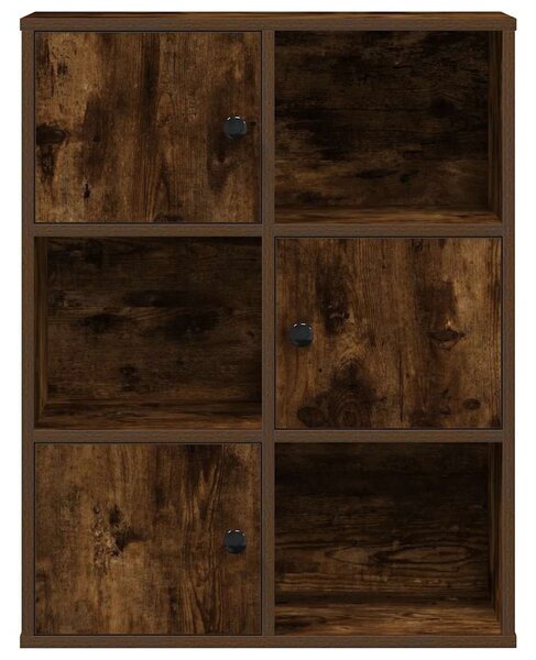 Füstös tölgy színű szerelt fa könyvszekrény 60x24x76,5 cm