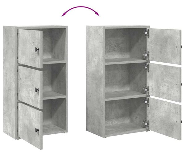 Betonszürke szerelt fa könyvespolc 40x24x77 cm