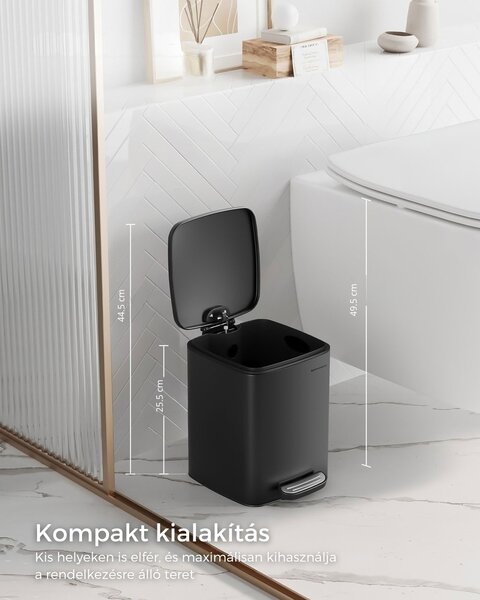 NORD fürdőszobai szemetes, 6 l, fekete SongmicsHome