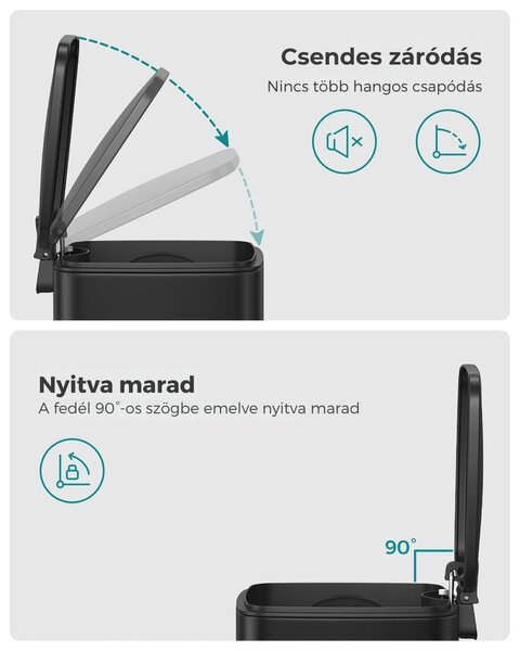 NORD fürdőszobai szemetes, 6 l, fekete SongmicsHome