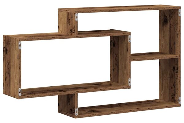 Antik fa színű szerelt fa fali polc 104x20x58,5 cm
