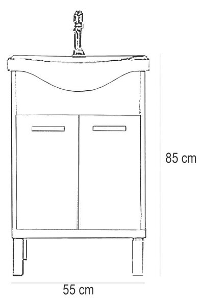 Nerva Fürdőszoba Szekrény - Sonoma Tölgy - 55 cm
