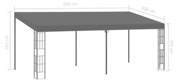 VidaXL Falra Szerelhető Szövetpavilon 3 x 6 m, Antracitszürke
