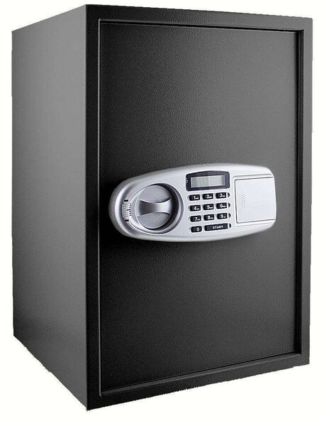 Pepita ütésálló számzáras elektronikus Széf XXL 50x35x30cm - fekete