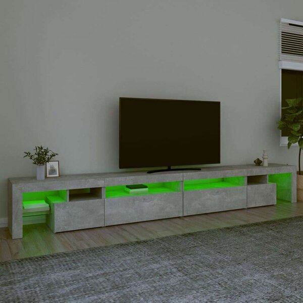 Modern LED TV Szekrény - Betonszürke - 290cm