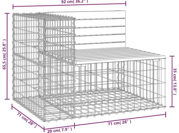 Gabion Kerti Pad - Duglászfenyő - 92x71x65.5 cm
